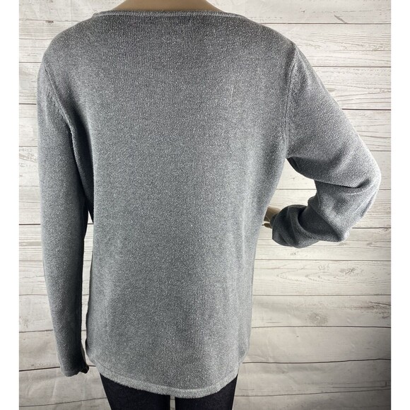 Liz Claiborne SweaterGray Blue Chevron Striped Cotton Blend - Picture 9 of 12